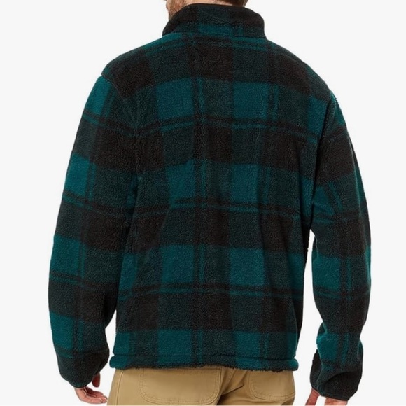 Carhartt Fleece Pullover Half Zip Plaid Black Teal Blue Green S - Picture 2 of 12